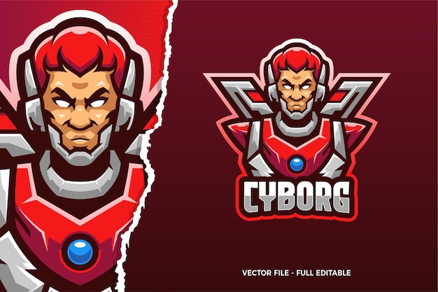 Modelo de logotipo do jogo cyborg man e-sport