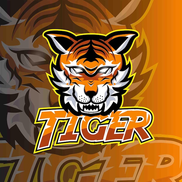 Modelo de logotipo do jogo do emblema do tigre eesports