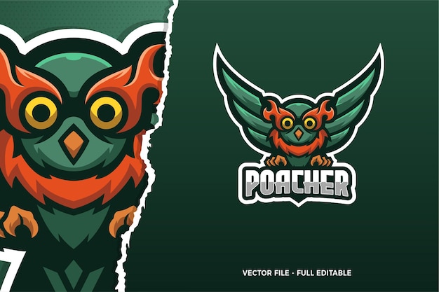 Modelo de logotipo do jogo owl poacher e-sport