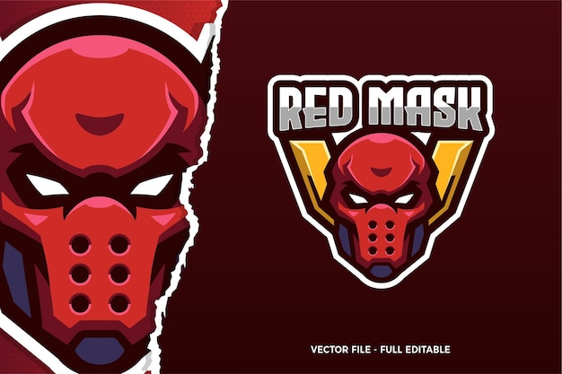 Modelo de logotipo do jogo red mask assassin e-sport