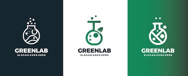 Modelo de logotipo do laboratório verde vetorial