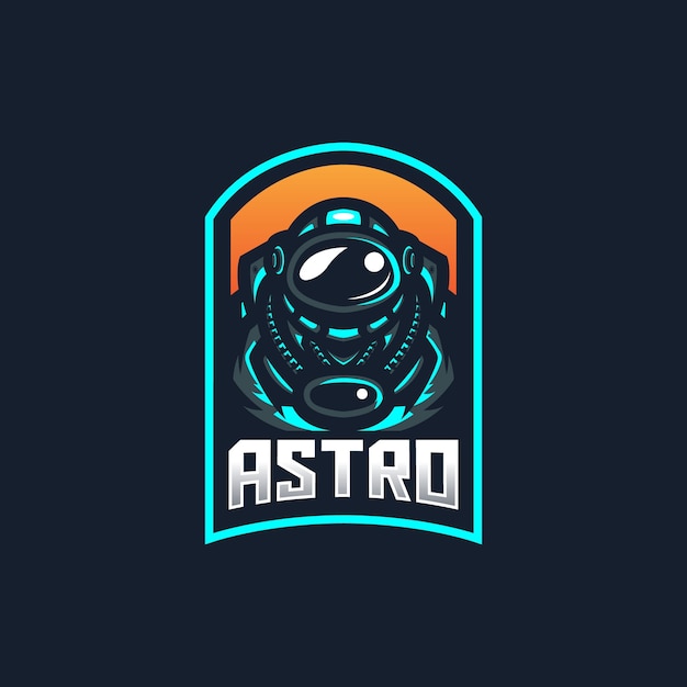 Vetor modelo de logotipo do mascote do jogo esportivo astronauta para a equipe do streamer.