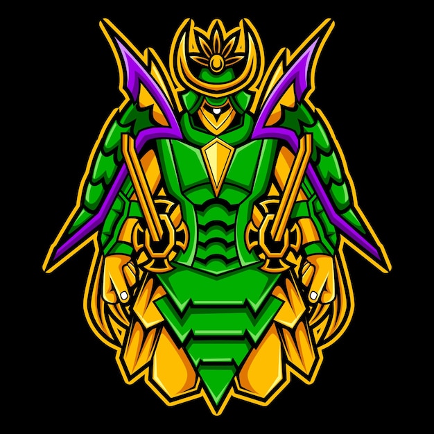 Modelo de logotipo do mascote do personagem ronin