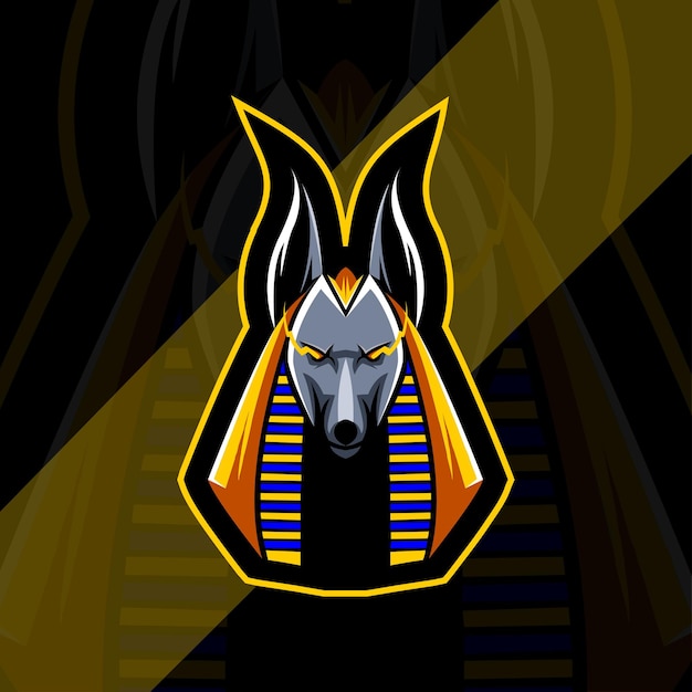 Modelo de logotipo do mascote principal do anubis