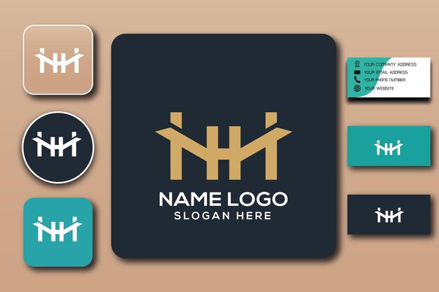 Modelo de logotipo do monograma da NHN