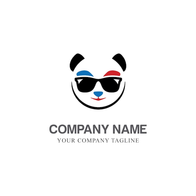 Modelo de logotipo do panda inteligente