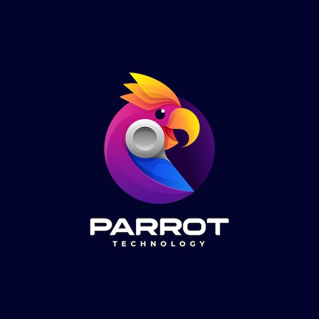 Vetor modelo de logotipo do parrot gradient colorful style