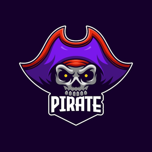 Vetor modelo de logotipo do pirata e-sports