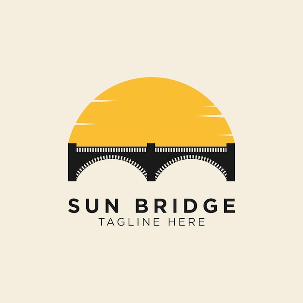 Modelo de logotipo do pôr do sol e ponte