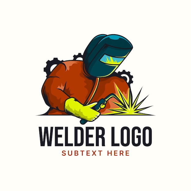 Vetor modelo de logotipo do soldador com detalhes