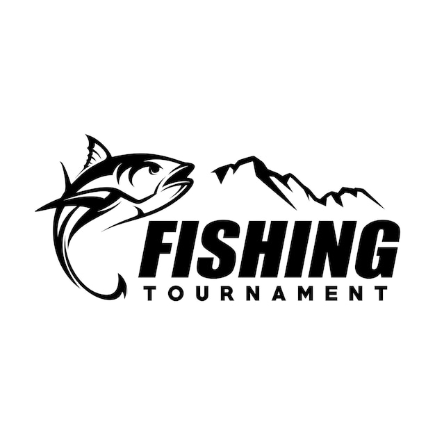 Modelo de logotipo do torneio de pesca marlin vetor