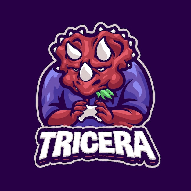 Modelo de logotipo do triceratops gaming mascot