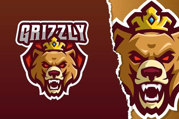 Modelo de logotipo do urso pardo irritado