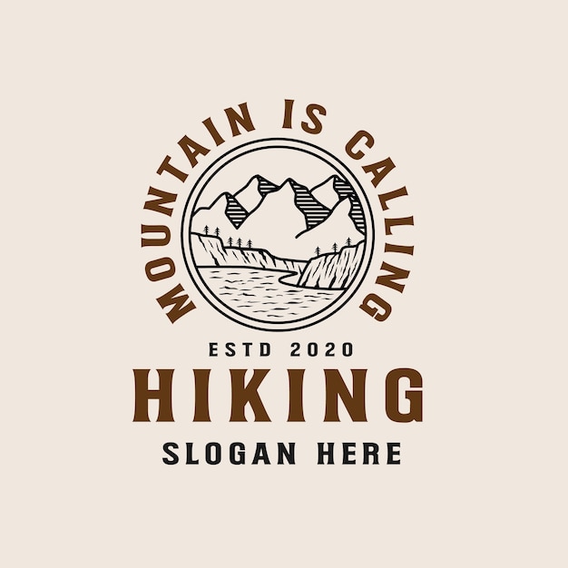 Modelo de logotipo do vetor de aventura na montanha
