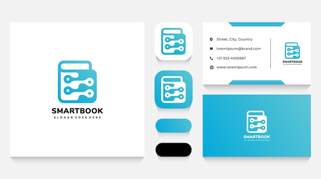 Modelo de logotipo e cartão de visita smart book tech