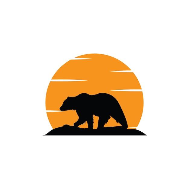 Modelo de logotipo e vetor de urso
