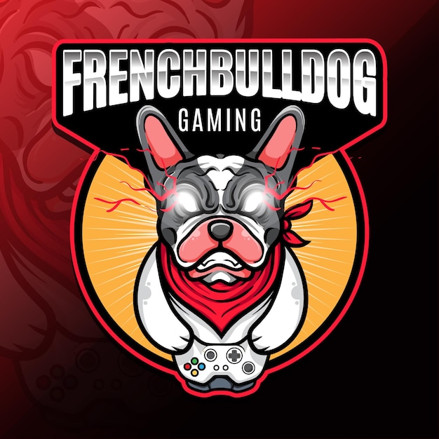 Vetor modelo de logotipo esport de jogos de buldogue francês bravo vetor de estoque