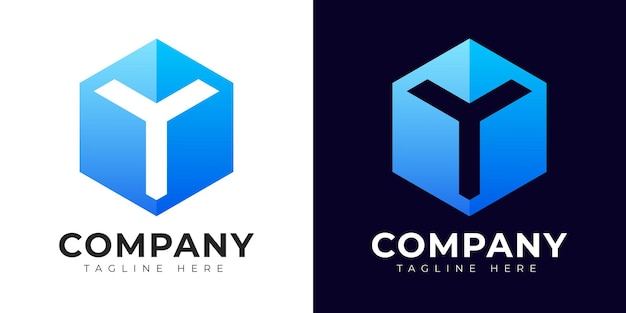 Modelo de logotipo estilo gradiente moderno letra y