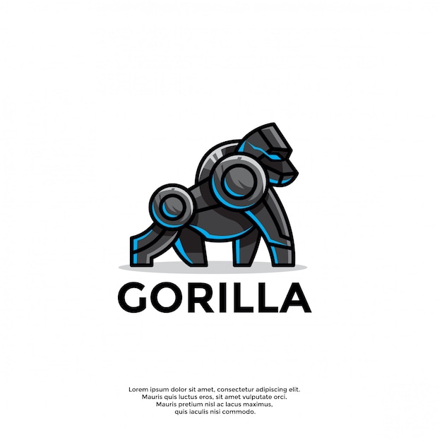 Modelo de logotipo exclusivo gorila robótico