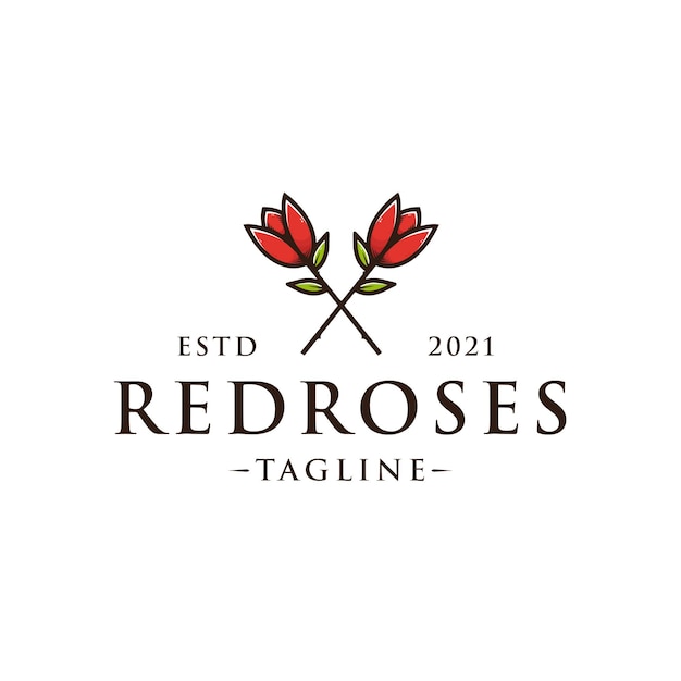 Vetor modelo de logotipo floral de duas rosas