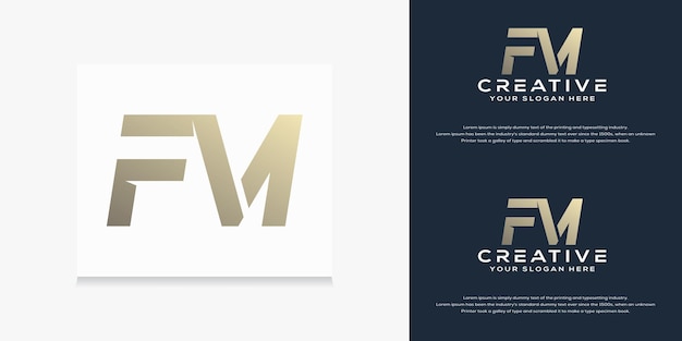 Vetor modelo de logotipo fm inicial de monograma moderno