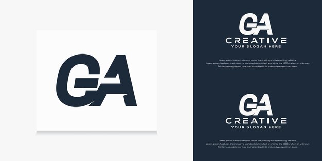modelo de logotipo ga inicial de monograma moderno
