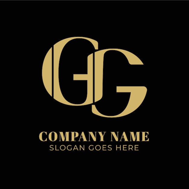 Vetor modelo de logotipo gg de design plano