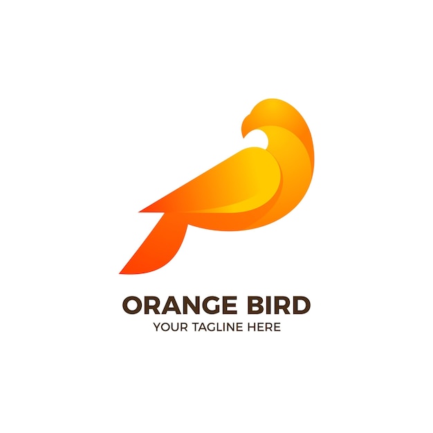 Modelo de logotipo gradiente 3d orange bird dove