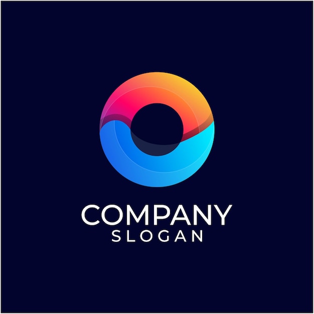 Modelo de logotipo gradiente com letra O de círculo