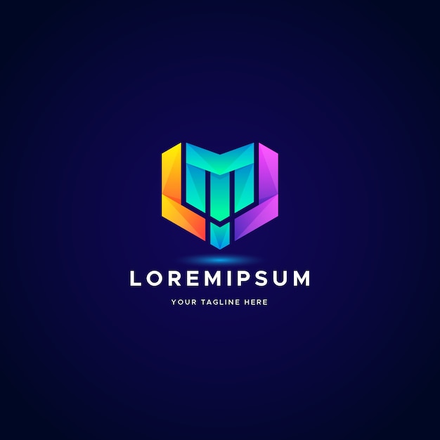 Vetor modelo de logotipo gradiente de logotipo letra m