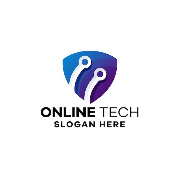 Modelo de logotipo gradiente de tecnologia online