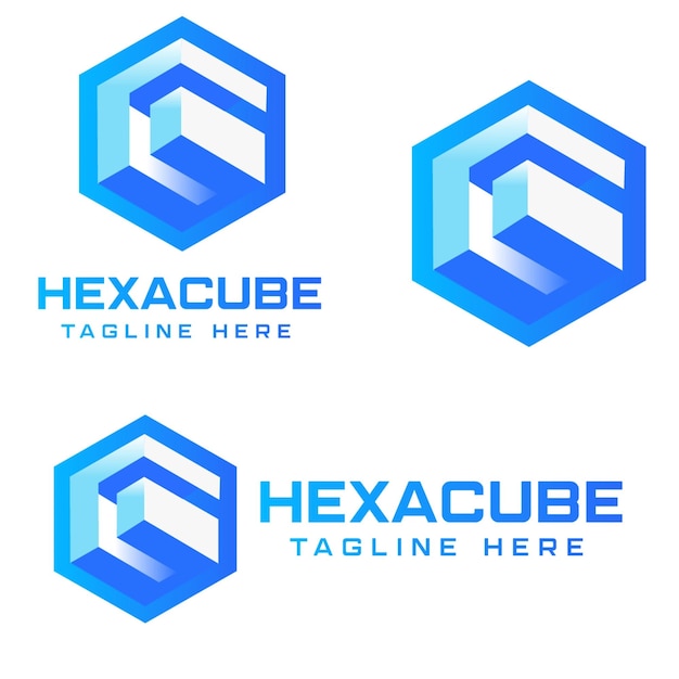 Vetor modelo de logotipo-hexacubo