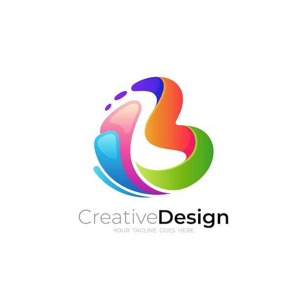 Modelo de logotipo moderno letra B logotipo B colorido