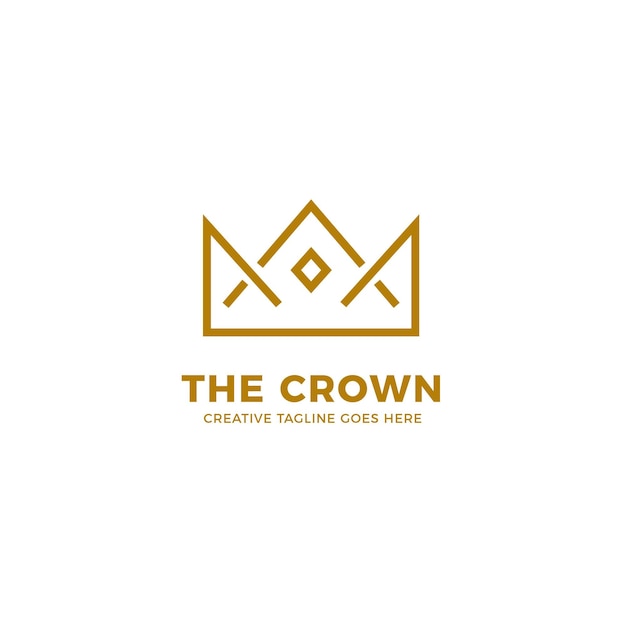 Modelo de logotipo monoline golden crown