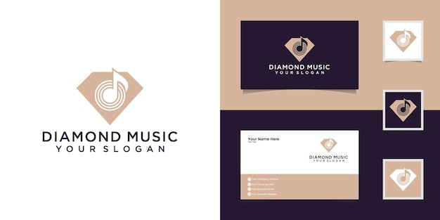 Modelo de logotipo music diamond e cartão de visita