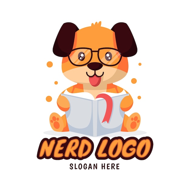 Modelo de logotipo nerd criativo de design plano
