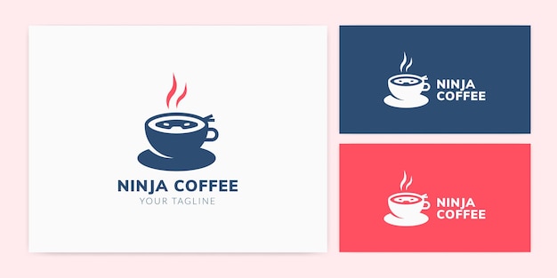 Modelo de logotipo ninja coffe