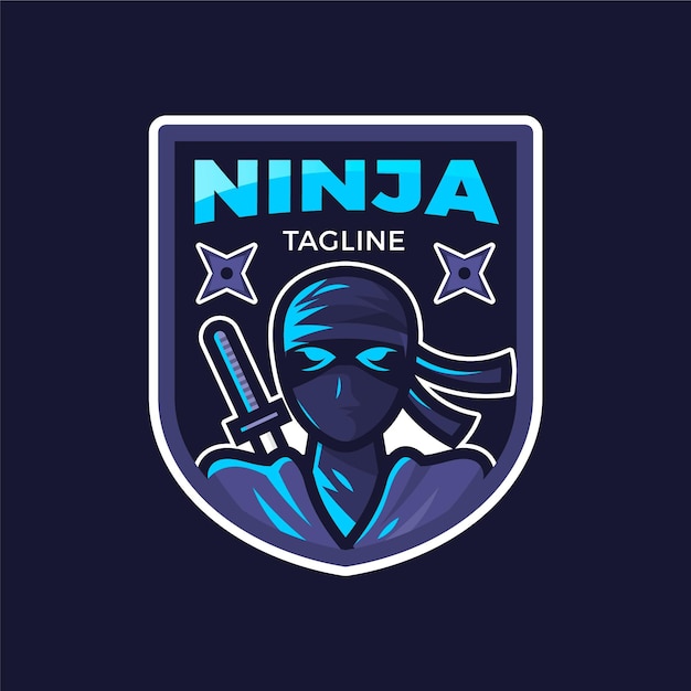 Vetor modelo de logotipo ninja detalhado