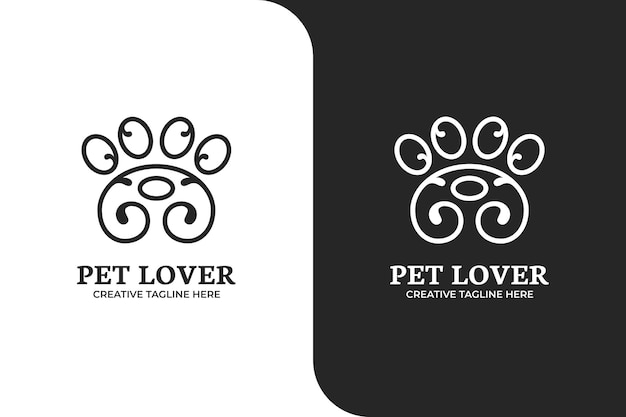 Modelo de logotipo ornamental paw pet care