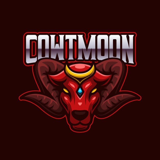 Modelo de logotipo para jogos de mascote de e-sports da red cow bull