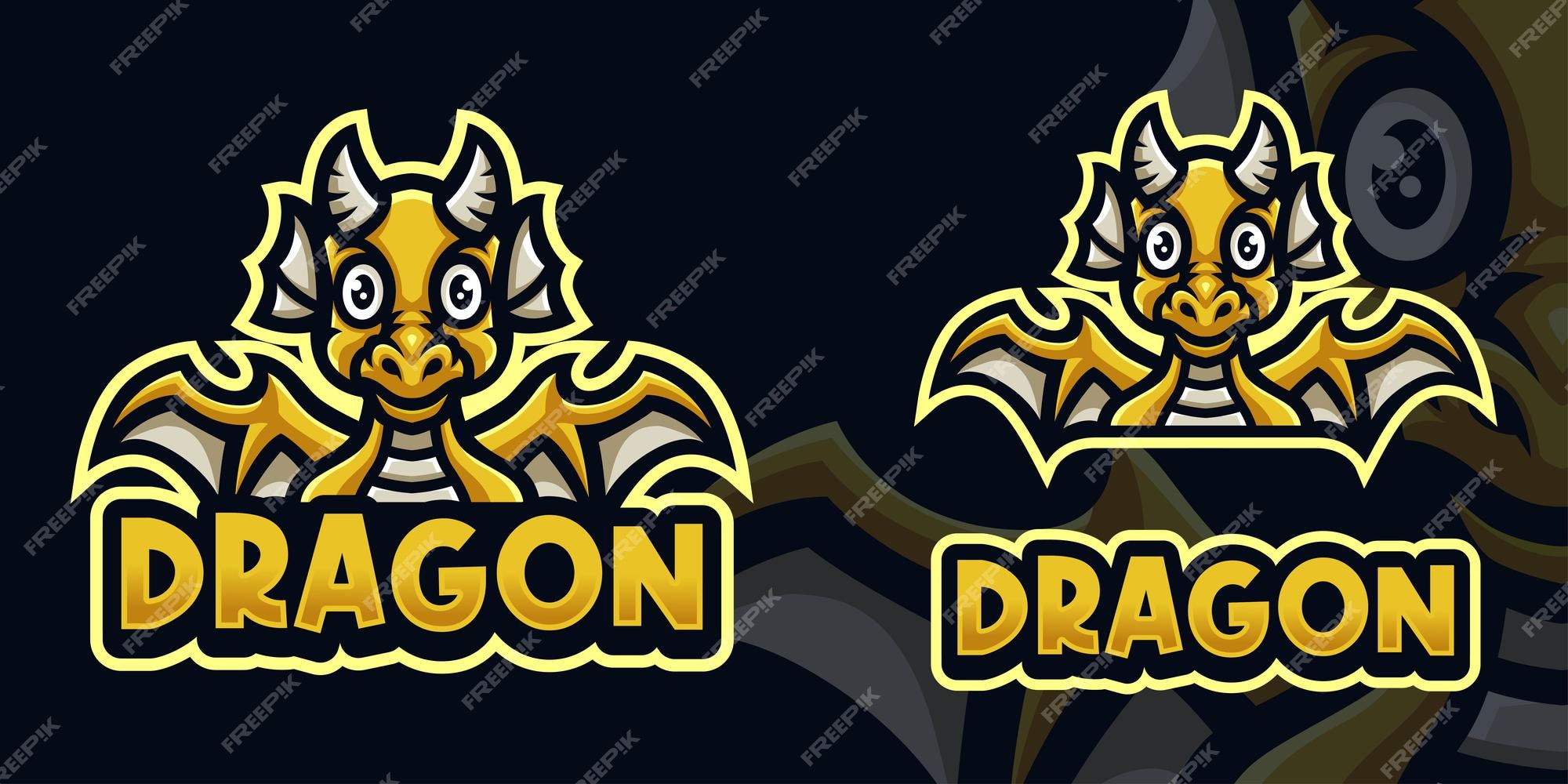 Modelo de logotipo para jogos de mascote dragão amarelo bebê para esports  streamer facebook