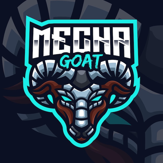 Vetor modelo de logotipo para jogos mecha goat mascot para esports streamer facebook youtube