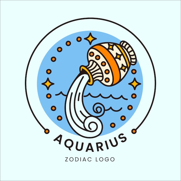 Modelo de logotipo plano de aquário