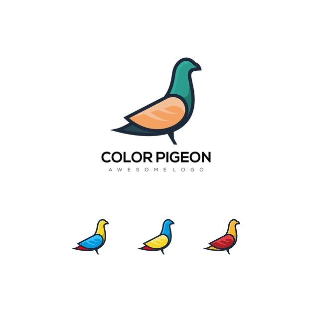 Modelo de logotipo, pombo, mascote simples, logotipo colorido