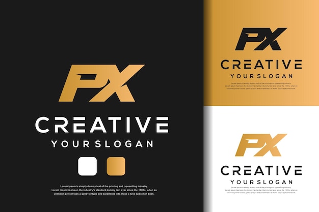 Modelo de logotipo px de carta de monograma abstrato