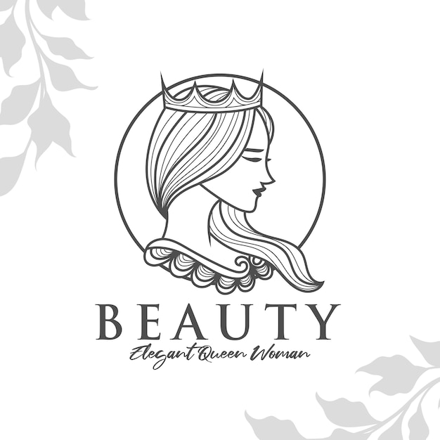 Modelo de logotipo rainha beleza mulher editável