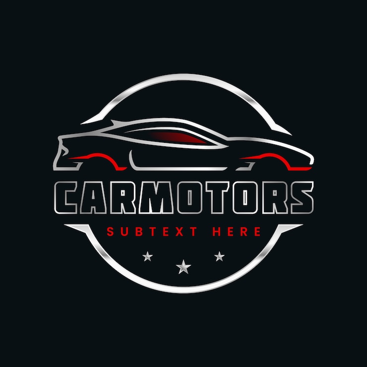 Vetor modelo de logotipo realista de carro prateado