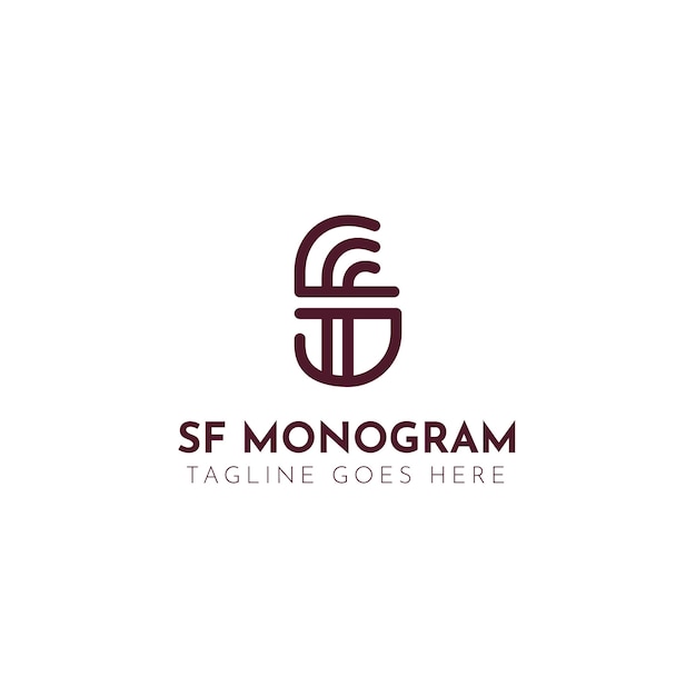 Modelo de logotipo sf ou fs de design plano