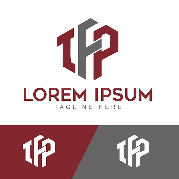 Vetor modelo de logotipo tfp em forma hexagonal de letras maiúsculas - logo tfp