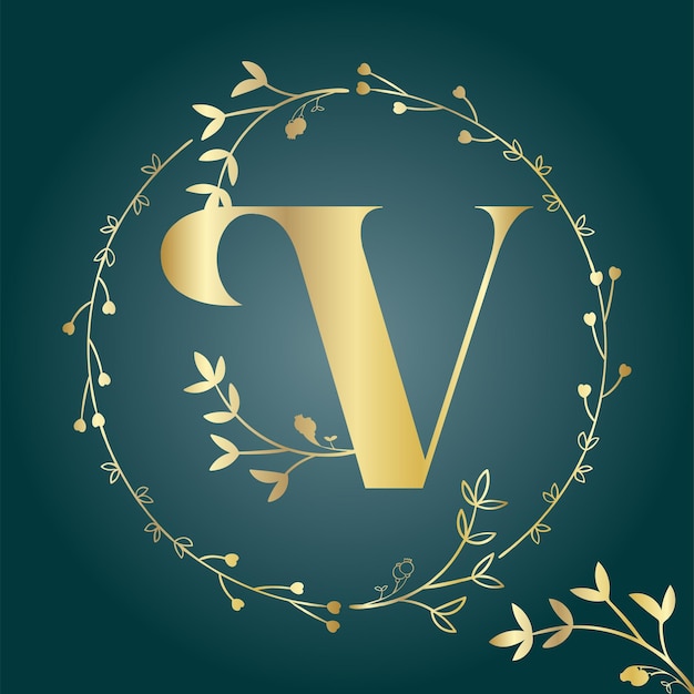 Vetor modelo de logotipo v de letra inicial feminina de luxo